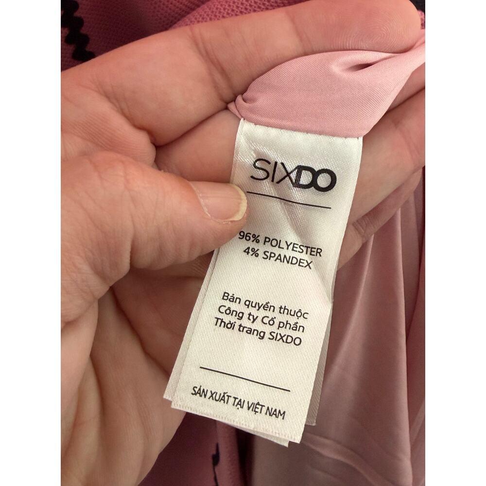 Sixdo Short Sleeve Patch Pocket Collared Mini Dress Pink Black Women's Large - Picture 6 of 10